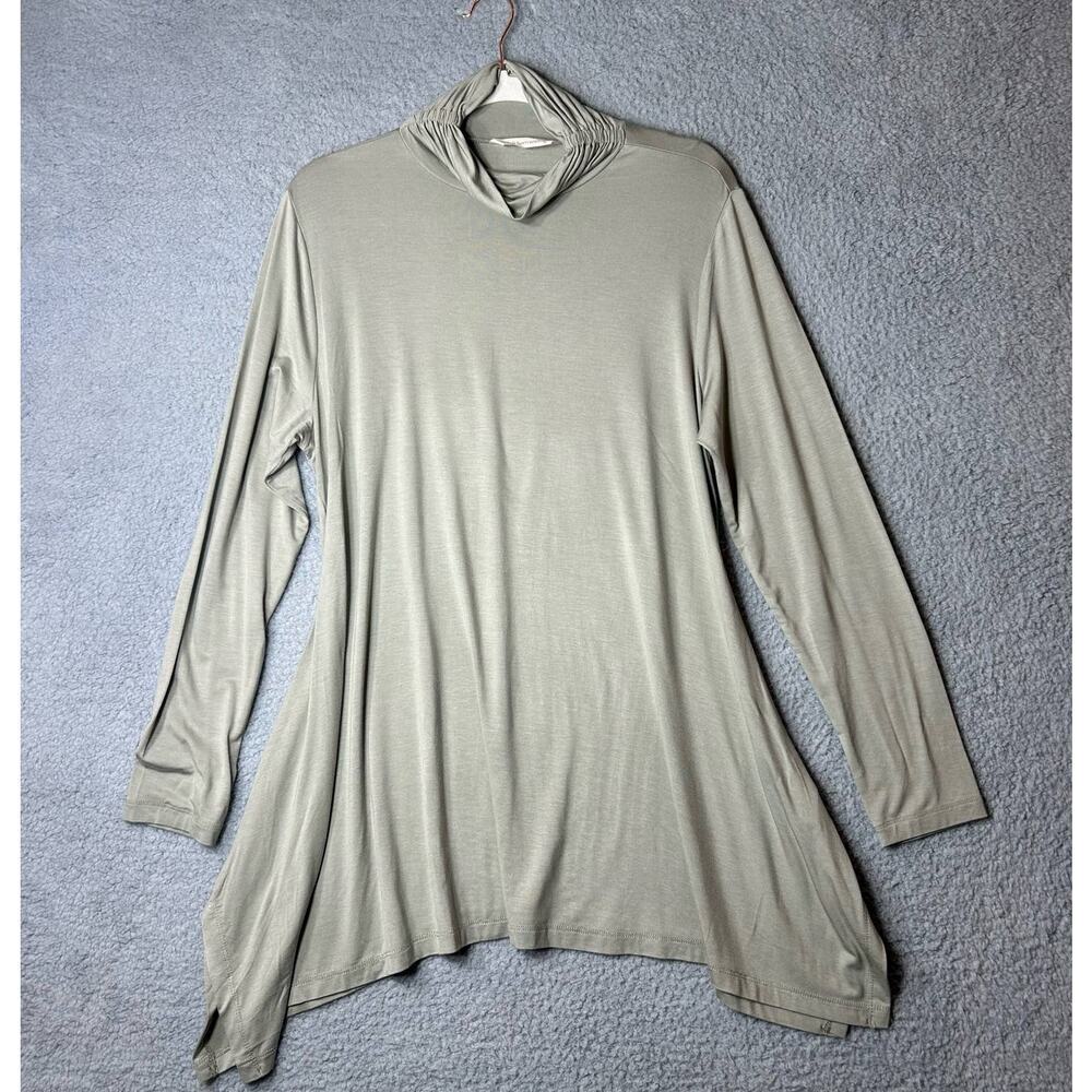 Soft Surroundings Top Womens PL Sage Green Long Sleeve Cowl Drape Tunic Top
